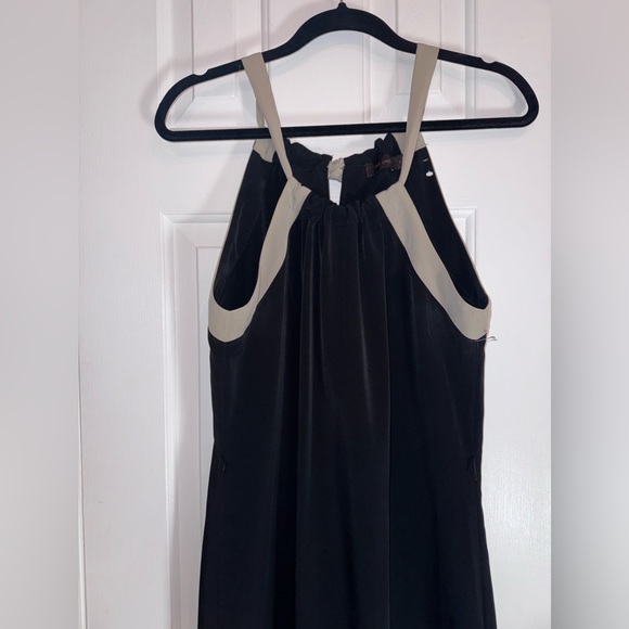 The Limited, Black and Beige Maxi Dress, ties around neck, 21 inch side splits S - Picture 8 of 16